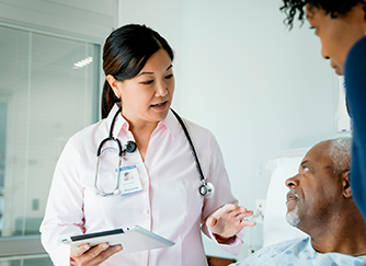 doctor talking to multiple myeloma patient