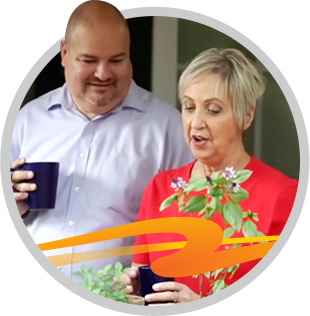 Angela, EMPLICITI® (elotuzumab) patient, with caregiver 